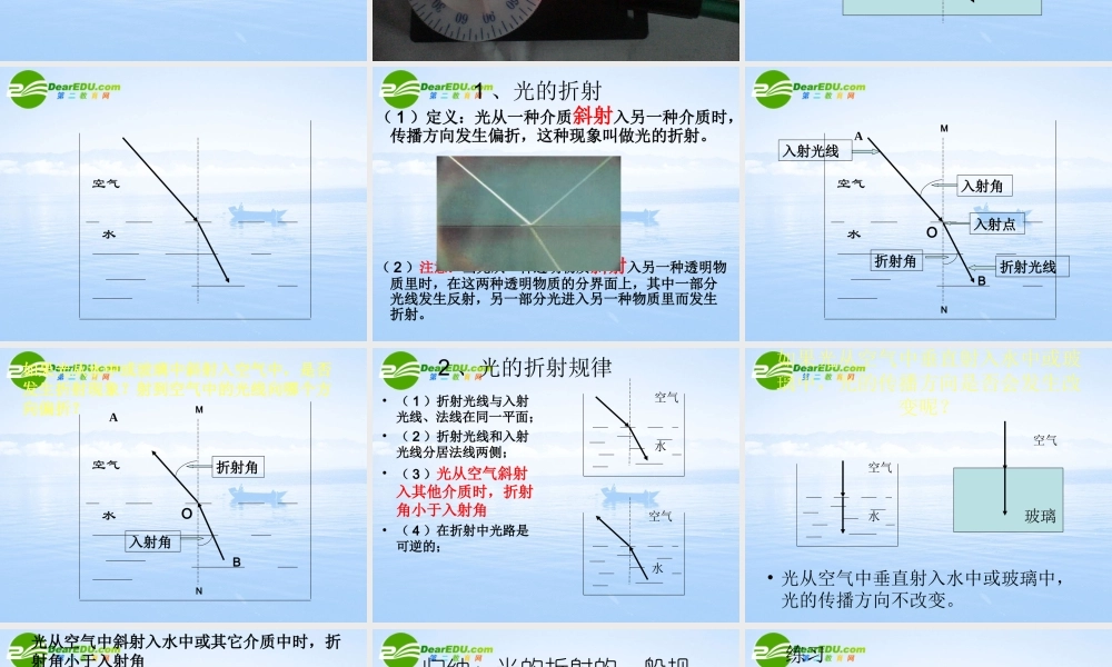 八年级物理：三、光的折射课件(沪科版八年级) 课件
