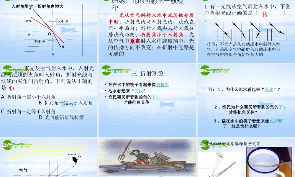 八年级物理：三、光的折射课件(沪科版八年级) 课件