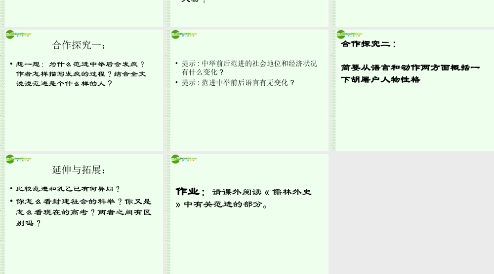 九年级语文上册(范进中举)课件 人教新课标版 课件