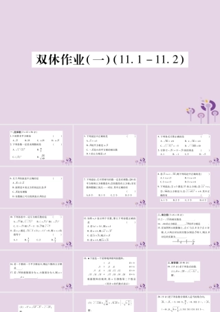 八年级数学上册 双休作业(一)课件 (新版)华东师大版 课件