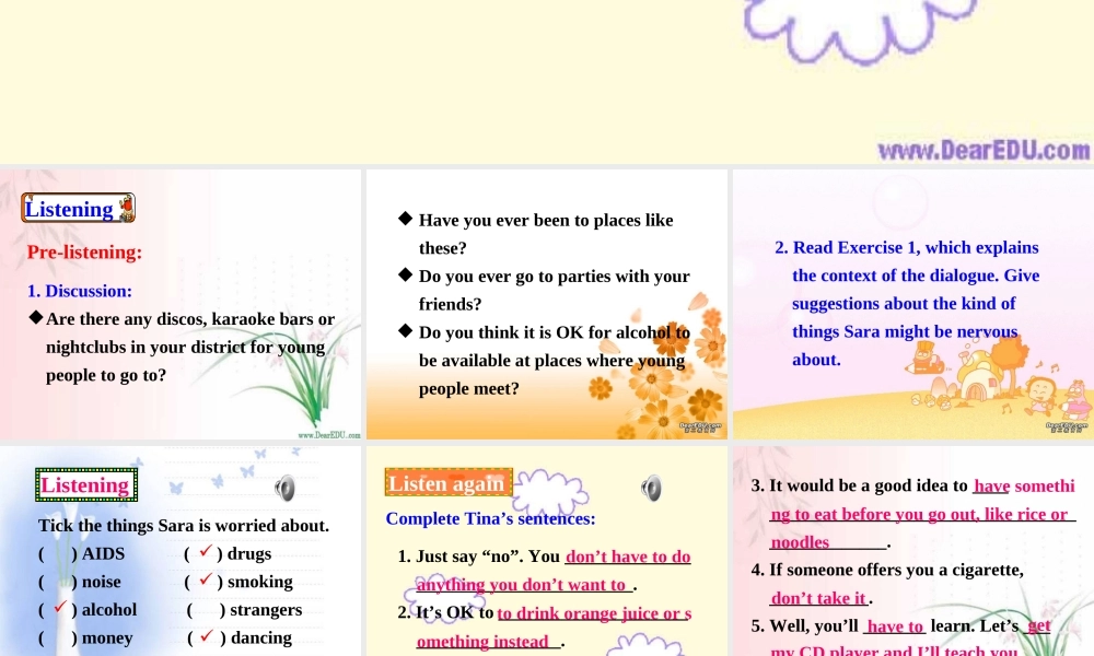 广东地区高二英语Module6 Unit3 Listening and writing课件 人教实验版 课件