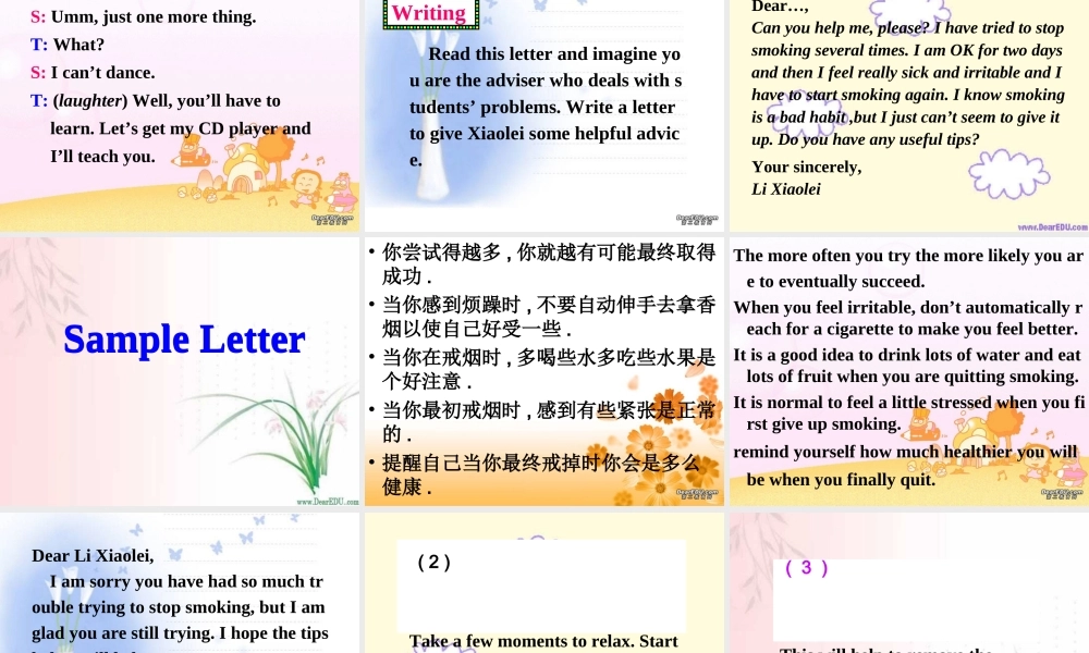 广东地区高二英语Module6 Unit3 Listening and writing课件 人教实验版 课件