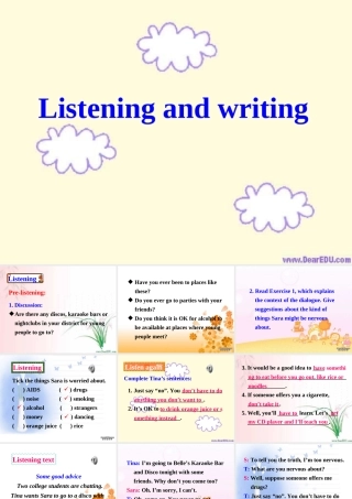 广东地区高二英语Module6 Unit3 Listening and writing课件 人教实验版 课件
