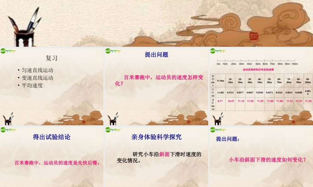 八年级物理 第4节科学探究—速度的变化课件 沪科版 课件