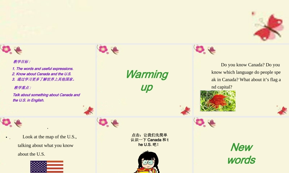 七年级英语上册 Unit 8 Countries around the world lesson 46 Canada and the U.S.课件 (新版)冀教版