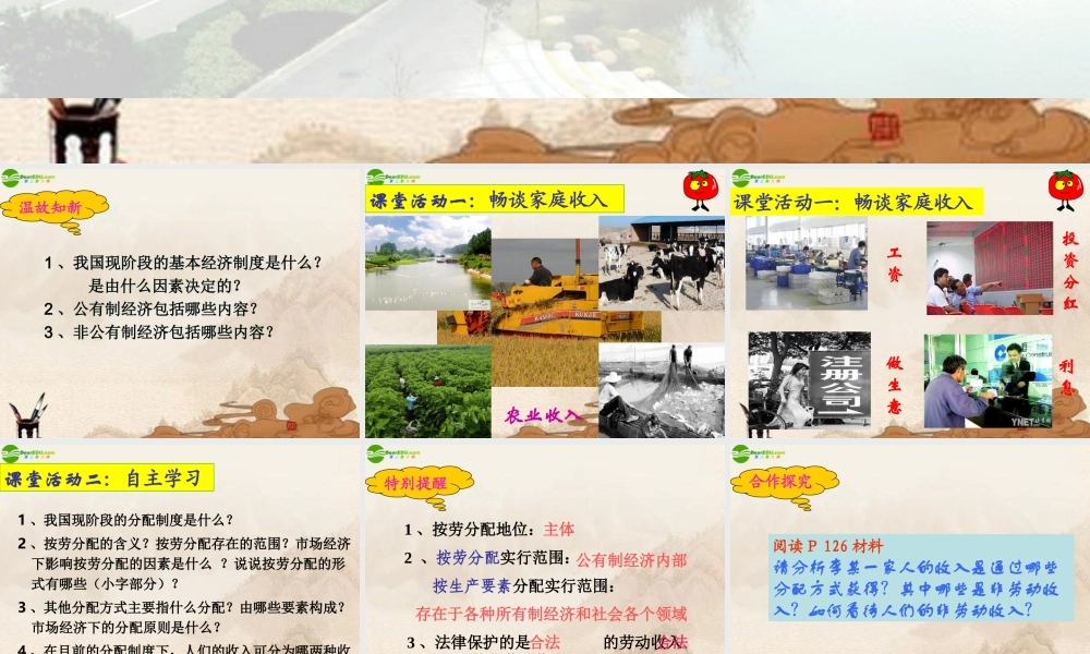 九年级政治 多种分配方式并存课件 苏教版 课件