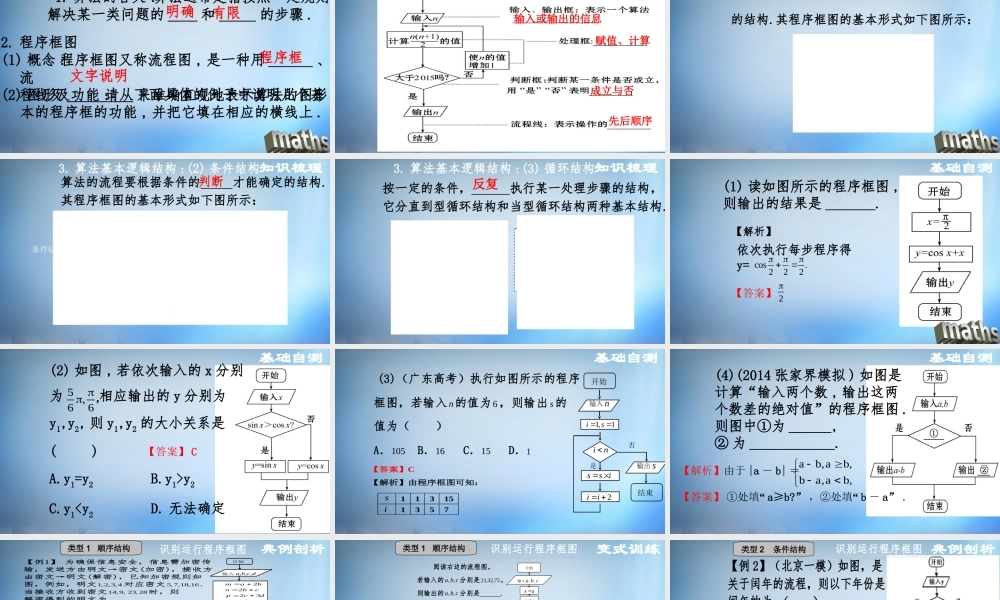数学 算法与程序框图复习课课件 新人教A版必修3 课件