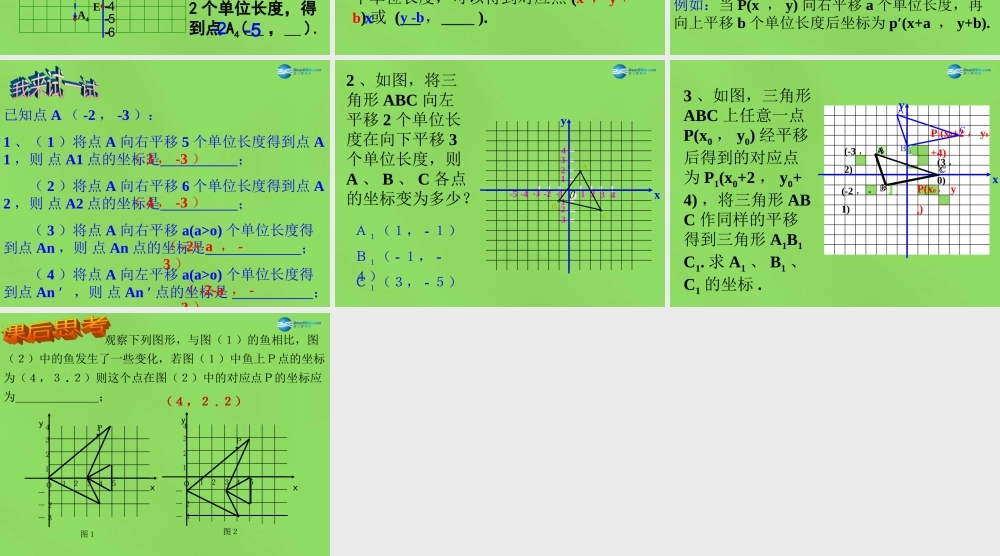 七年级数学下册(7.2.2 用坐标表示平移)课件3 (新版)新人教版 课件