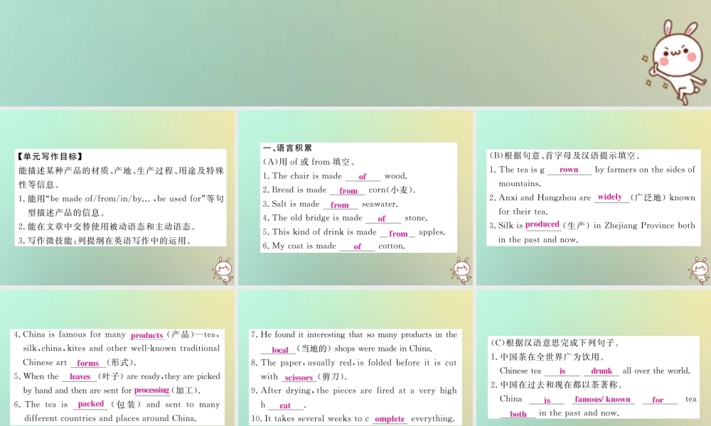 九年级英语全册 Unit 5 What are the shirts made of Section B(3a 3b) 单元写作小专题课件 (新版)人教新目标版 课件