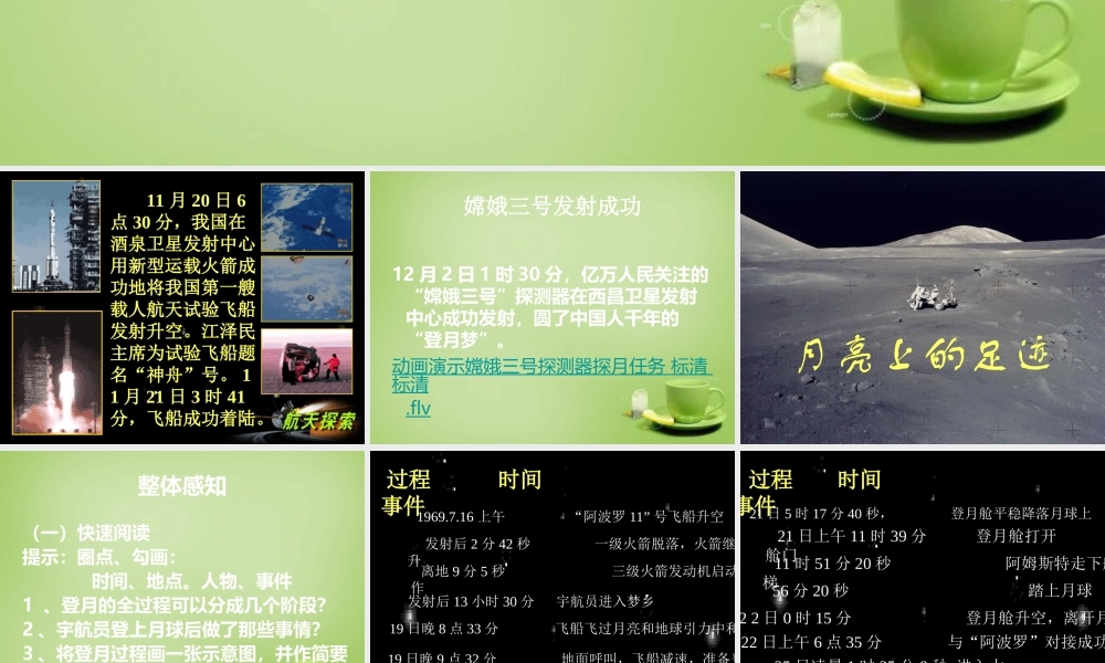 中学七年级语文上册 5.24(月亮上的足迹)课件 (新版)新人教版 课件