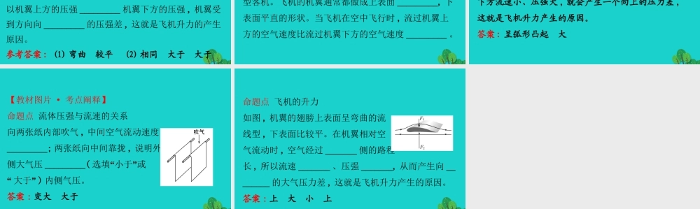 八年级物理下册 9.4流体压强与流速的关系习题课件 (新版)新人教版 课件