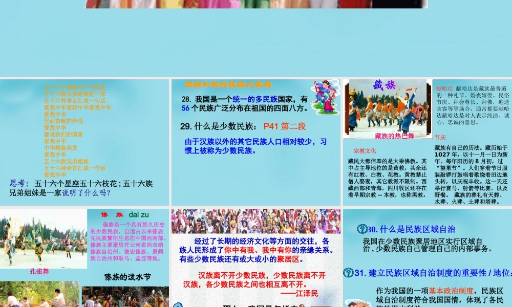 九年级政治全册 33 统一的多民族国家课件 新人教版 课件