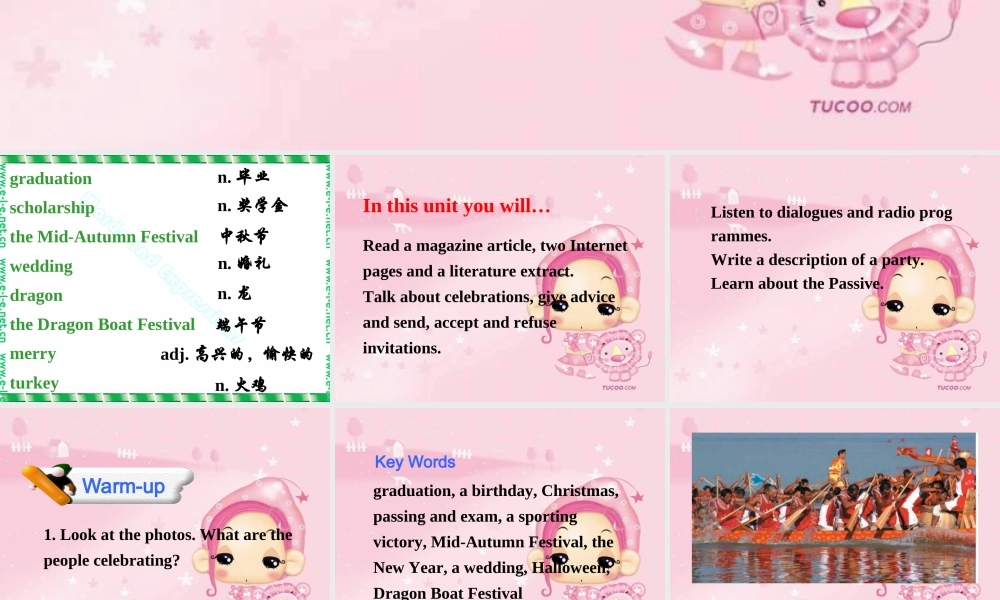 北师版英语必修1U3 Celebration--Warm-up Celebrationppt 课件