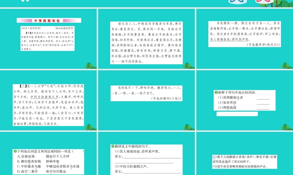 八年级语文下册 第三单元 11核舟记习题课件 新人教版 课件