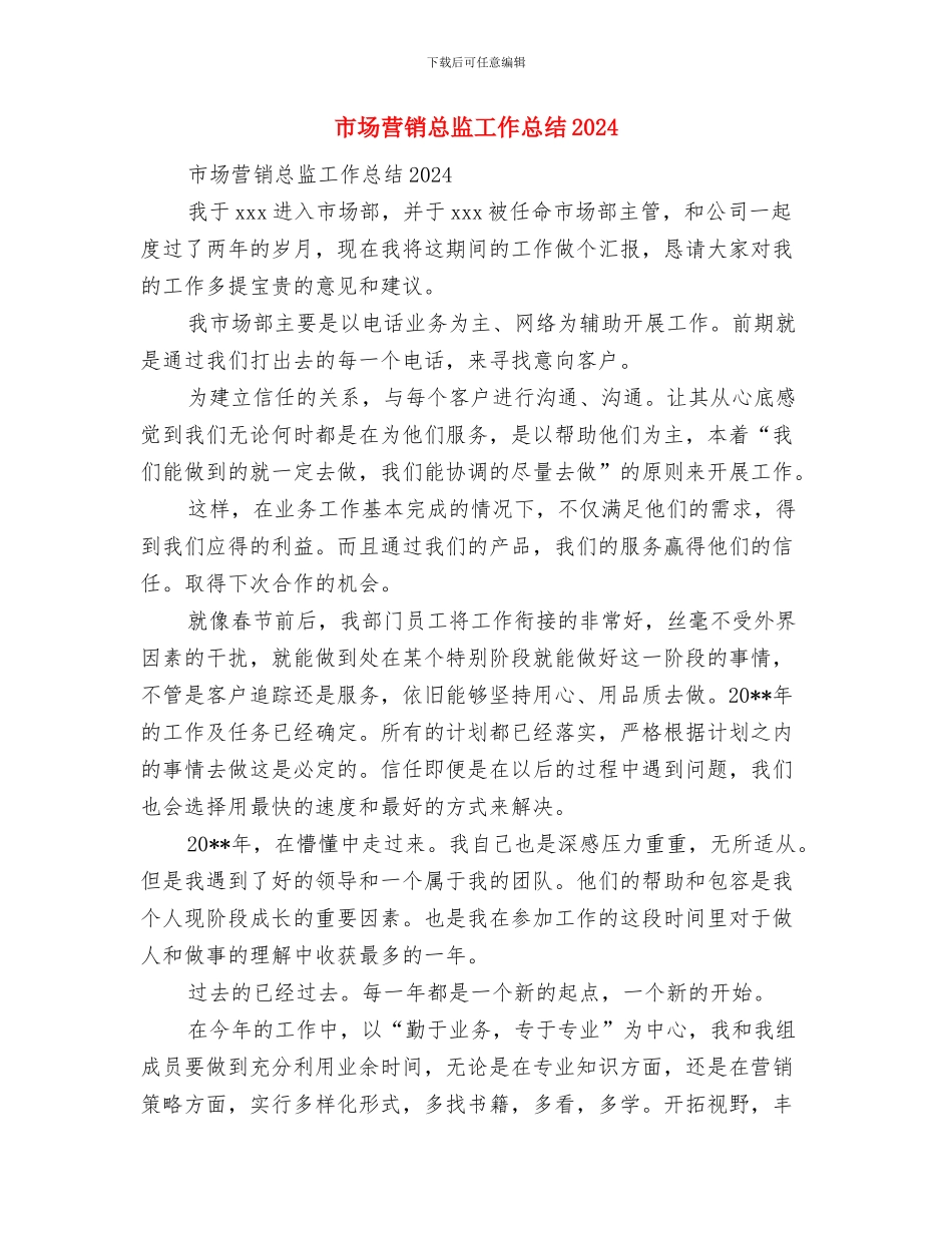市场营销年终工作总结与市场营销总监工作总结2024汇编_第2页