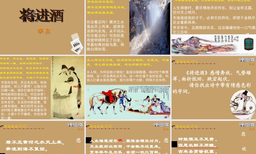 八年级语文下册 (将进酒)教学课件 河大版 课件