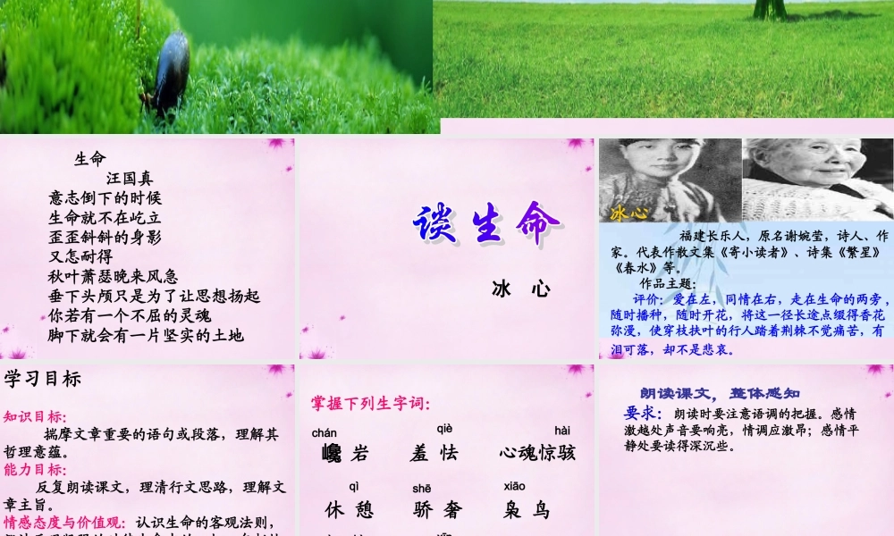 九年级语文下册 第9课(谈生命)课件 新人教版 课件