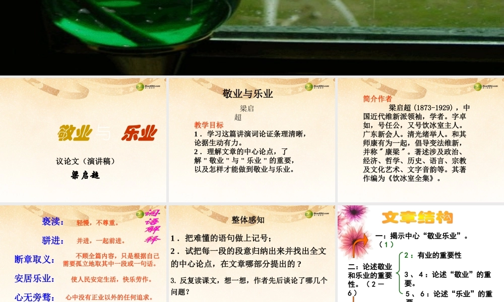 九年级语文上册(第5课 敬业与乐业)课件 新人教版 课件