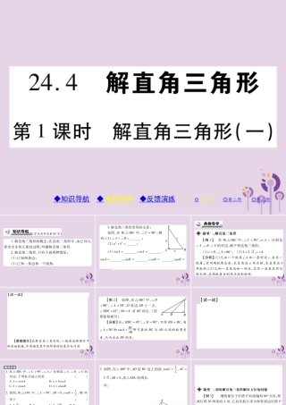 九年级数学上册 第24章 解直角三角形 244 解直角三角形 第1课时 解直角三角形(一)习题课件 (新版)华东师大版 课件