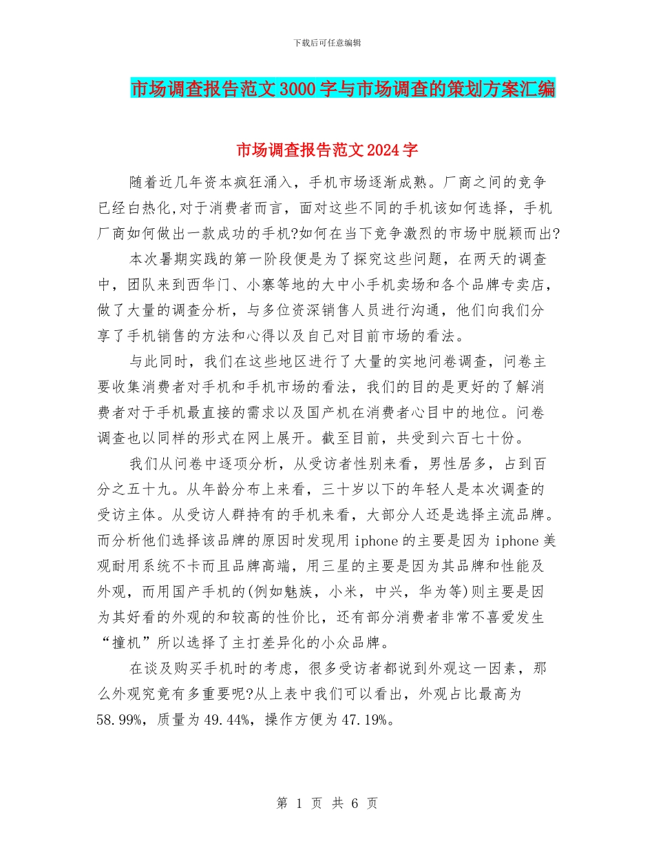 市场调查报告范文3000字与市场调查的策划方案汇编_第1页