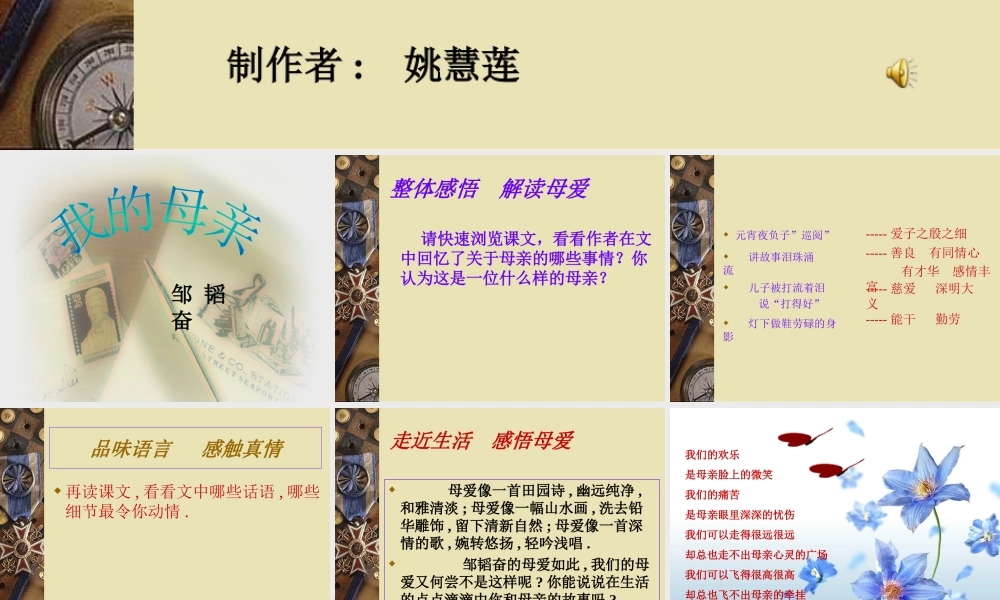 八年级语文 我的母亲课件 苏教版 课件