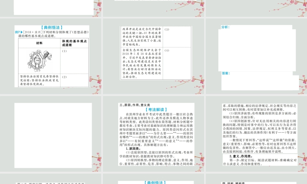 山东省滨州市中考道德与法治复习 第三部分 题型二 非选择题课件