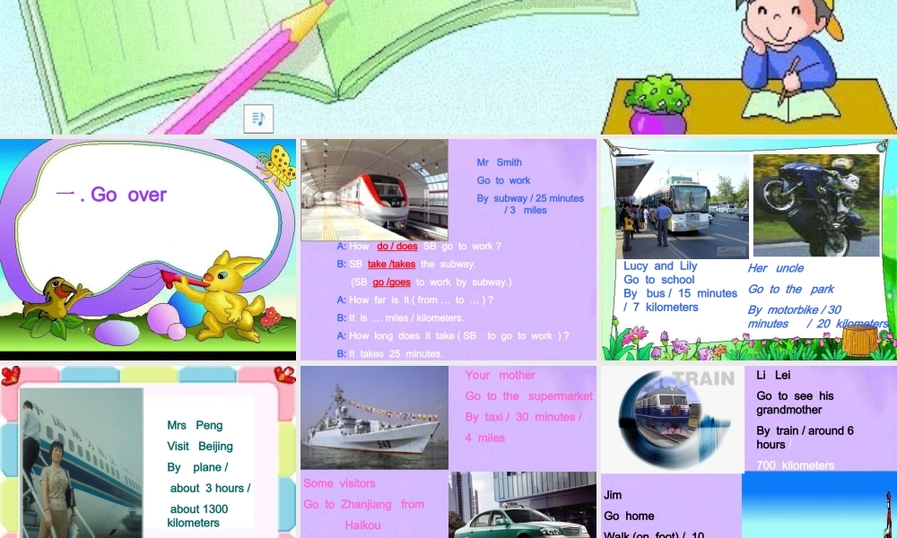 七年级英语上册 Unit 6 How do you get to school Self Check课件 鲁教版 课件