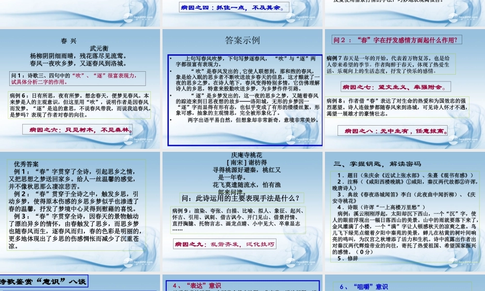 中学高考语文复习(古诗鉴赏)课件  课件