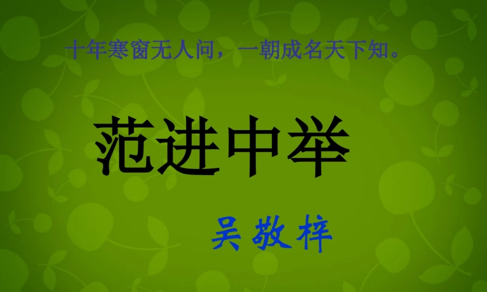 九年级语文上册 19 范进中举课件 新人教版 课件