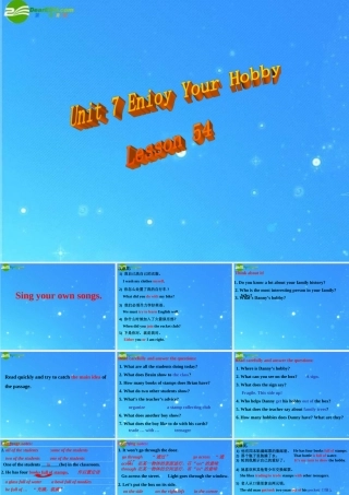 八年级英语上册 Unit 7 Enioy Your Hobby Lesson 54课件 冀教版 课件
