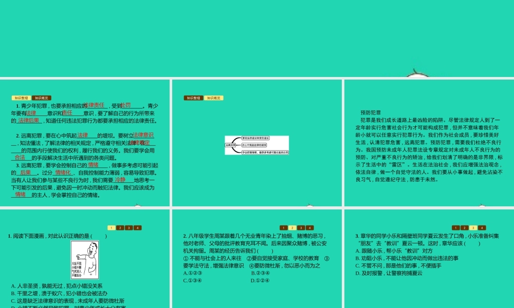 八年级道德与法治上册 第三单元 明辨善恶是非 第9课 拒绝犯罪 第2站 远离犯罪课件 北师大版 课件