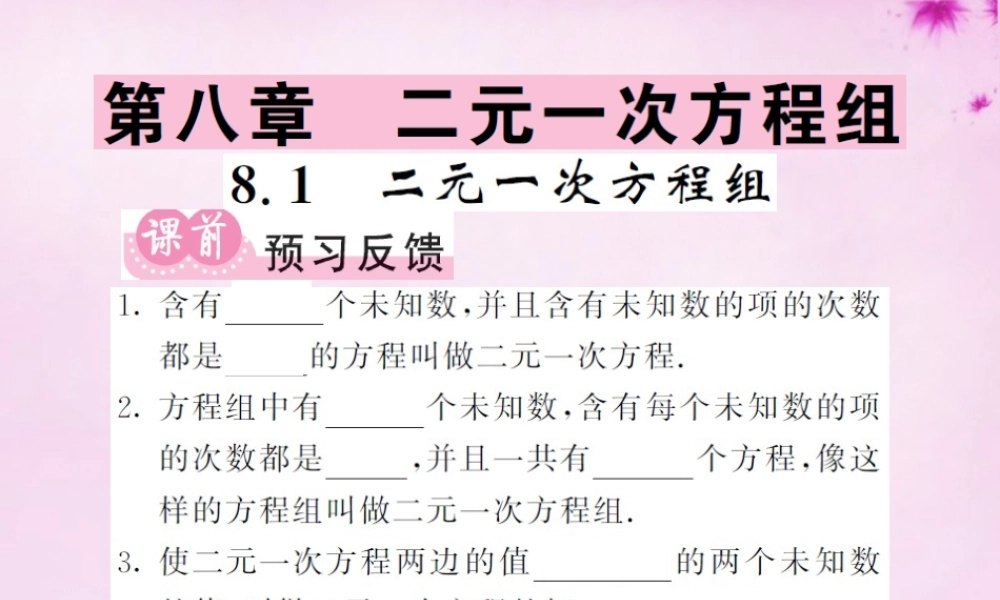 七年级数学下册 8.1 二元一次方程组课件 (新版)新人教版 课件