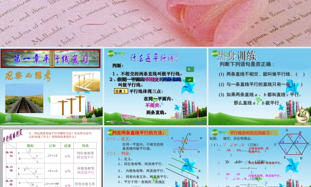 八年级数学上册 第一章平行线优单元复习课件 浙教版 课件