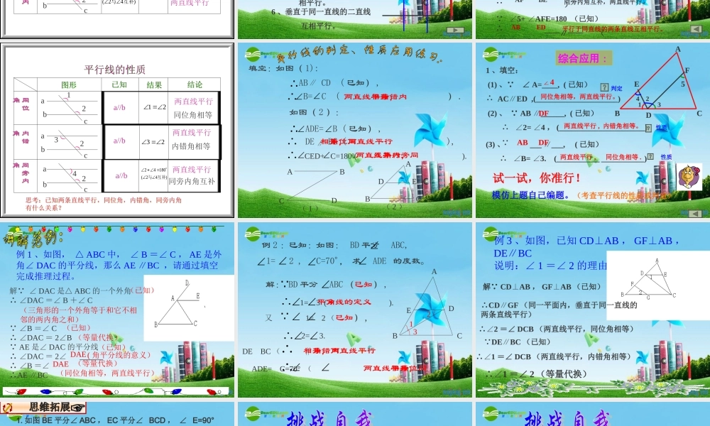 八年级数学上册 第一章平行线优单元复习课件 浙教版 课件