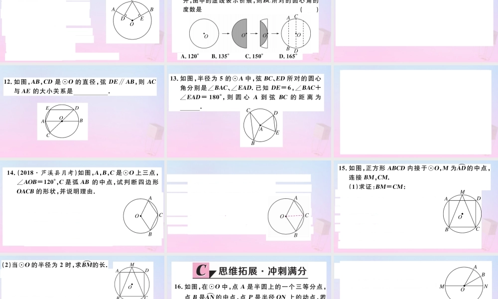 九年级数学下册 第三章 圆 32 圆的对称性习题讲评课件 (新版)北师大版 课件