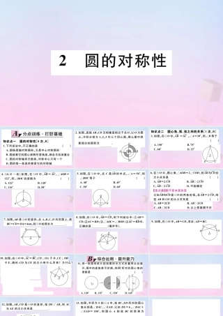 九年级数学下册 第三章 圆 32 圆的对称性习题讲评课件 (新版)北师大版 课件