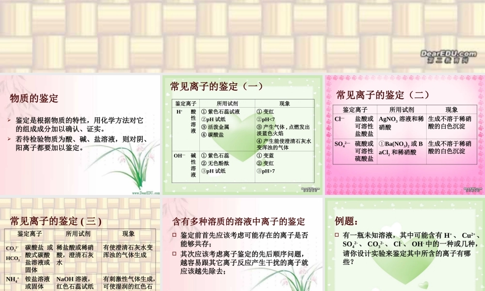 初三化学专题复习 物质的鉴定与鉴别 人教版 课件