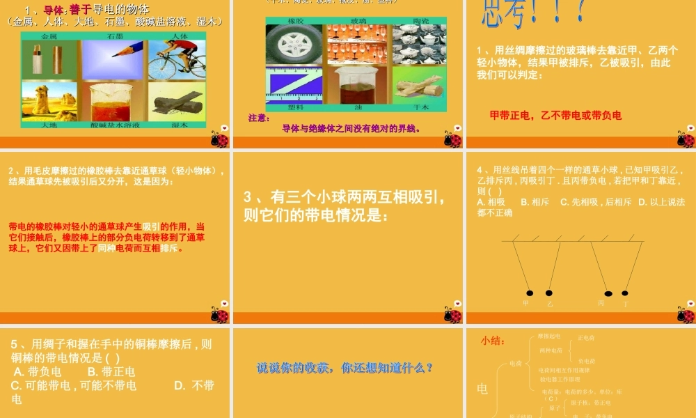 八年级物理上册 第五章第一节电荷课件 人教新课标版 课件