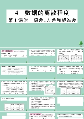 八年级数学上册 第六章(数据的分析)6.4 数据的离散程度 第1课时 极差、方差和标准差作业课件 (新版)北师大版 课件
