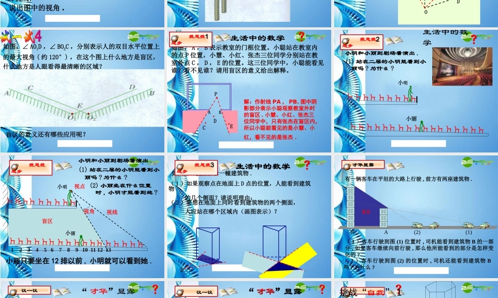 九年级数学下册 (视角与盲区)课件 浙教版 课件