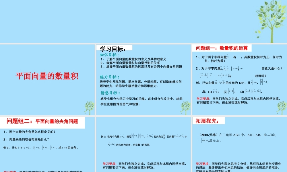 山西省忻州市高考数学 专题 平面向量的数量积1复习课件