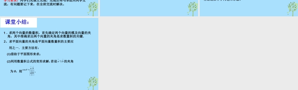 山西省忻州市高考数学 专题 平面向量的数量积1复习课件