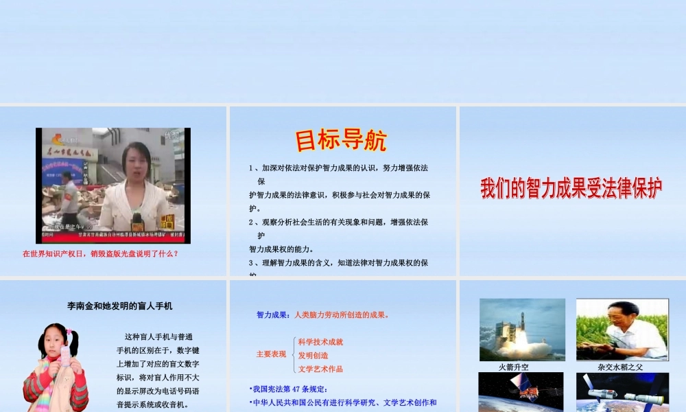 八年级政治上册 第9课第2框法律保护我们的无形财产课件 山东人民版 课件