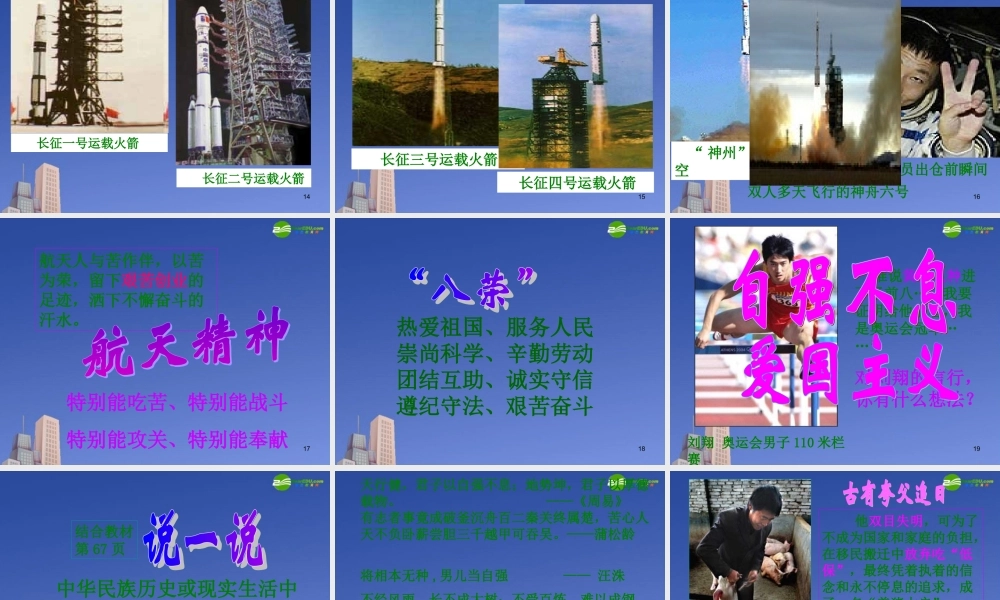 八年级政治下册第四单元第三节(传承民族精神)课件 湘师版 课件