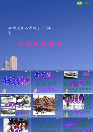 八年级政治下册第四单元第三节(传承民族精神)课件 湘师版 课件