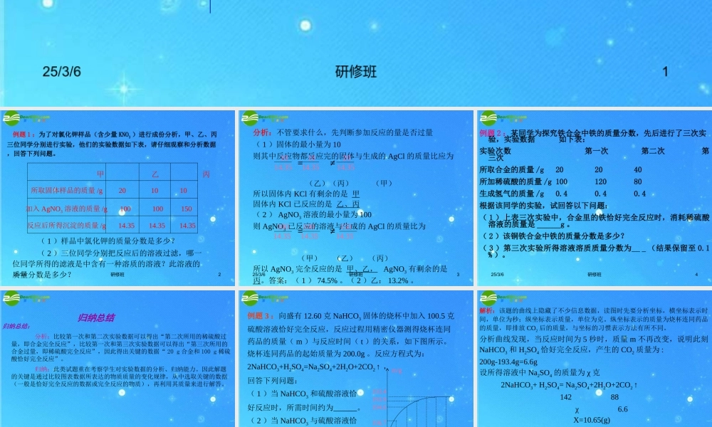 中考化学同步创新 专题突破二 压轴计算大题复习图像表格数据中考计算题课件