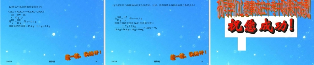 中考化学同步创新 专题突破二 压轴计算大题复习图像表格数据中考计算题课件