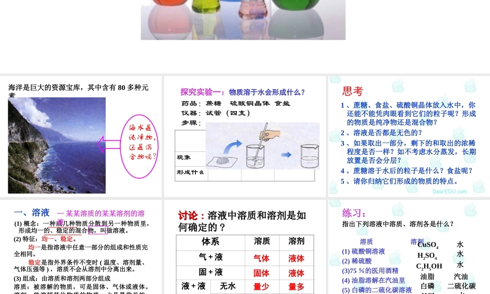 新课标初三化学溶液的形成 课件