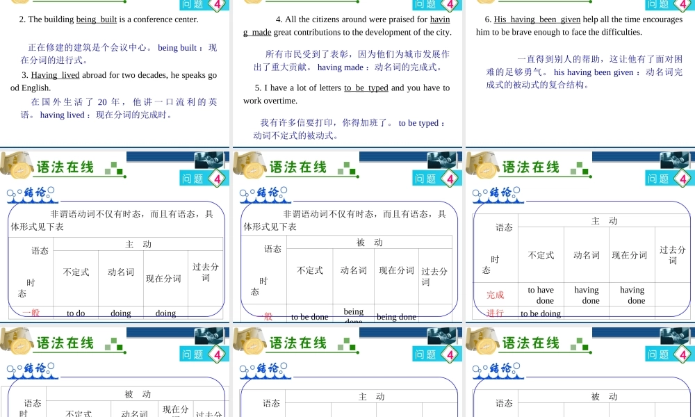 广东省高三英语 第14讲　非谓语动词课件 新人教版 课件