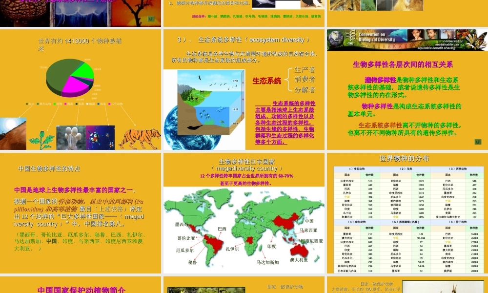 八年级生物下册 生物多样性课件 济南版 课件
